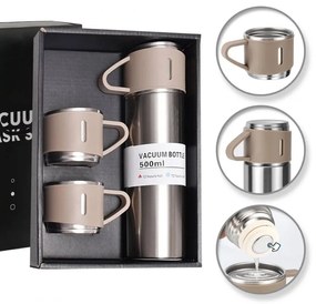 Termos 500 ml cu 3 cesti HOT&COLD, bej