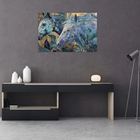 Tablou - Cai cu fundal auriu (90x60 cm)