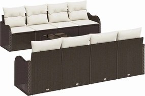 vidaXL Set de canapele pentru grădină cu pernă 9 pcs Maro și Crem