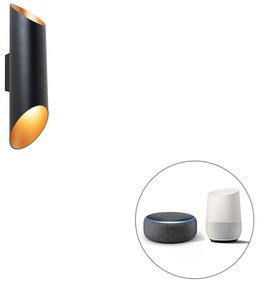 Lampă de perete inteligentă neagră 9,6 cm inclusiv 2 Wi-Fi GU10 - Organo