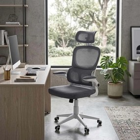 Scaun ergonomic OFF 432 gri, suport lombar și brațe rabatabile