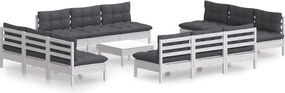 vidaXL Set mobilier de grădină cu perne, 13 piese, antracit, lemn pin