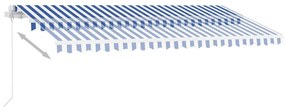 Copertina retractabila manual cu LED, albastrualb, 400x350 cm Albastru si alb, 400 x 350 cm