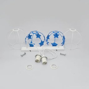 Lustră pe cablu pentru copii STARS 2xE27/15W/230V albastru/alb