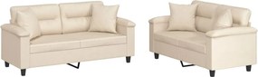 vidaXL Set de canapele cu perne, 2 piese, bej, microfibră