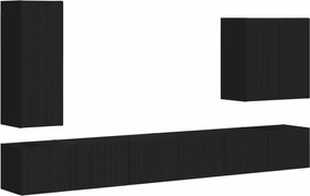 vidaXL Set Dulap pentru Televizor Montat pe Perete 6 pcs Negru