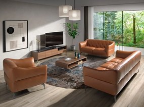 Fotoliu din piele naturala capitonata Cowhide leather brown