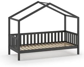 Pat Căsuță cu Protecție, Antracit, 90 x 200 cm, Pin Masiv – Dallas – Vipack