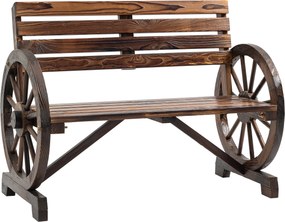 Outsunny Banca Country Fonta 127×60×85 cm – 2‑locuri cu Cotiere Rotative Neagra | Aosom Romania