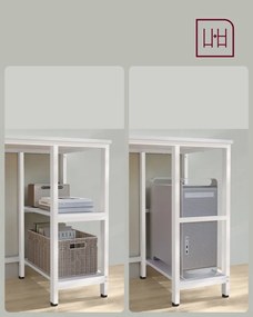 Birou in forma L, 138 x 138 x 76 cm, PAL melaminat / metal, alb, Vasagle