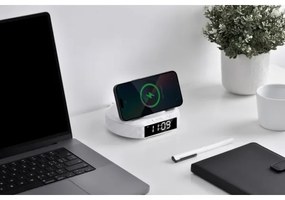 Immax 08983L - Ceas deșteptător cu LCD și încărcător wireless Qi 27W/9V alb