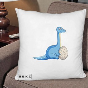 Perna Decorativa Brontosaur cu Ou, 40x40 cm, Alb Pufos, Husa Detasabila, Perna Inclusa, BEKZ®