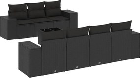 vidaXL Set mobilier de grădină cu perne, 8 piese, negru, poliratan