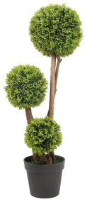 Buxus artificial, tulpini naturale cu 3 bile, 90cm