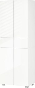 Dulap Bucatarie cu sertare,4 usi, cu 5 niveluri cu 3 rafturi reglabile,  pentru sufragerie, alb lucios 60x35x170cm HOMCOM | Aosom Romania