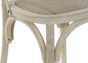 Scaun dining natur din lemn masiv de ulm cu spătar împletit din ratan, 89x50x52,5 cm, „Bastide"