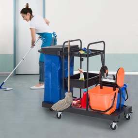 Carucior pentru Curatenie HOMCOM Capacitate 18L si Roti | Aosom Romania