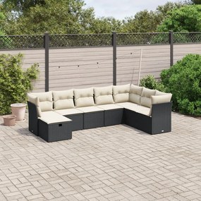 3263272 vidaXL Set mobilier de grădină cu perne, 8 piese, negru, poliratan