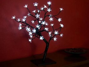 Copac decorativ cu LED-uri cu flori - 45 cm, alb rece