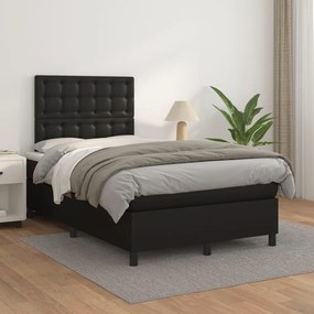 3142833 vidaXL Pat box spring cu saltea, negru, 120x200 cm, piele ecologică