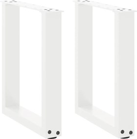 vidaXL Picioare pentru măsuță de cafea în formă de U, 2 buc., alb, 38x(42-43) cm, oțel