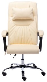 20295 vidaXL Scaun de birou cu masaj, crem, piele ecologică