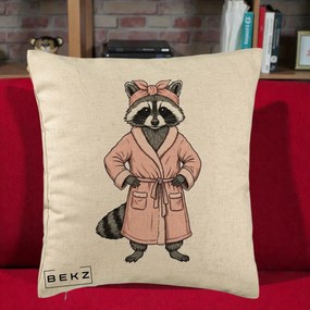 Perna Decorativa Albinuta Kawaii Vesela, 40x40 cm, Bej, Husa Detasabila, Perna Inclusa, BEKZ®