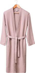 Halat baie KIMONO, roz pudra, bumbac, marime L/XL