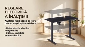 ELEVON WX-009 – Birou Reglabil Electric, Înălțime Reglabilă 72–118 cm, Blat Monobloc PAL de Înaltă Densitate 15 mm, Cadru Metalic din Oțel 65×45 mm, Panou Electronic, 120 × 60 cm, Negru