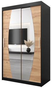 Dulap de haine 120 cm Eclipse (Negru mat + Stejar artisan). 1063391