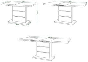 Mazzoni PIANO Stejar Wotan/inserții Albe - MASĂ EXTENSIBILĂ MODERNĂ PÂNĂ LA 200 cm!