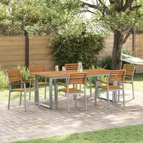 vidaXL Set de dining pentru grădină din 7 piese din lemn solid de acacia și metal
