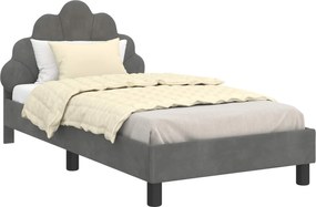 vidaXL Cadru de pat pentru copii cu spătar Gri închis 80 x 160 cm