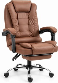 HOMEREST Scaun directorial, masaj in suportul lombar, suport picioare, PU, Maro