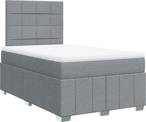 vidaXL Pat box spring cu saltea, gri deschis, 120x190 cm, textil