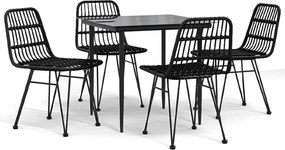 vidaXL Set mobilier de grădină, 5 piese, negru, poliratan