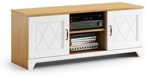 Mazzoni Comodă TV PROVENZA D2 Stejar Piatră/Alb Mat - MASA TV PENTRU LIVING RETRO