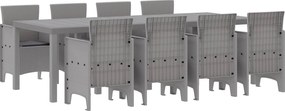 vidaXL Set de masă pentru grădină 9 pcs Alb Polipropilenă