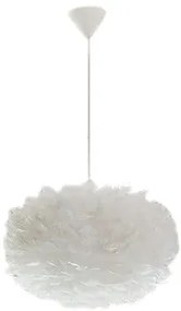 Pendul cu abajur din pene FOG, alb, cablu alb, 35 x 20 cm