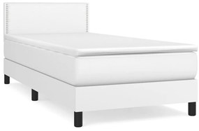 3141030 vidaXL Pat box spring cu saltea, alb, 80x200 cm, piele ecologică