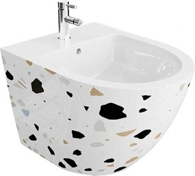 Bideu suspendat Rune Geri St alb-terazzo lucios