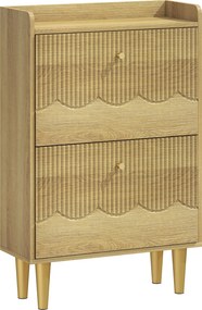 HOMCOM Dulap pentru încălțăminte 12 perechi, dulap îngust pentru încălțăminte, 2 sertare rabatabile polițe reglabile, 60x24x92cm, stejar | Aosom Romania