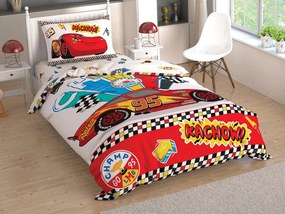 Lenjerie de pat pentru copii TAC, Bumbac 100%, 3 piese, Disney Cars Kachow