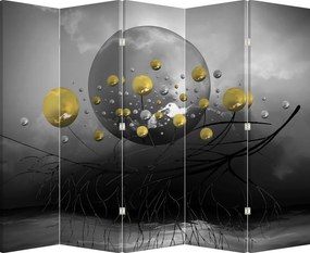 Paravan - Bile abstracte aurii (210x170 cm)