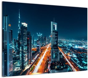 Tablou pe sticlă - Noaptea la Dubai (70x50 cm)
