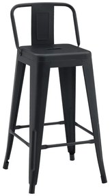 Scaun Bar Cu Spatar Upser Metalic Negru Mat