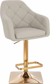 HR831KW Scaun Ecru Piele Ecologica Premium Soft cu Bază Aurie