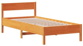 842781 vidaXL Cadru de pat cu tăblie, maro ceruit, 90x190 cm, lemn masiv pin