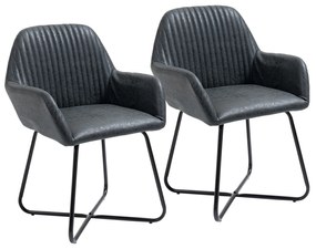 Set scaune din imitatie piele cu picioare antiderapante si anti-zgrariere, din metal 60x56.5x85cm negru HOMCOM | Aosom RO