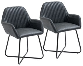 HOMCOM Set Scaune Elegante Imitație Piele cu Picioare Metalice Antiderapante și Anti-Zgârieturi 60x56.5x85cm Negru | Aosom Romania